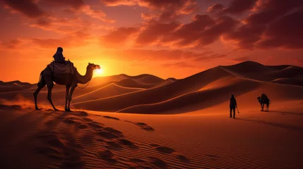 Rolgordijnen camel in the desert © Poprock3d