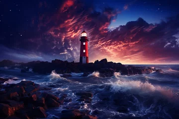 Deurstickers lighthouse on the coast © CK