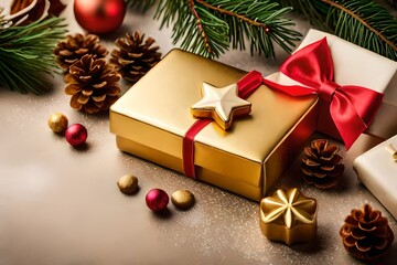 Fototapeta na wymiar Christmas gift box generated by AI tool