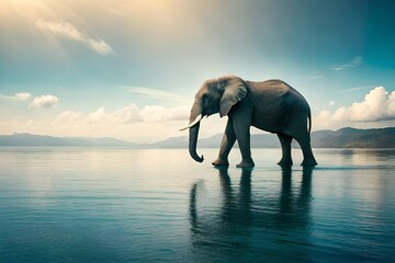 Fototapeta na wymiar elephant in the river generated by AI tool