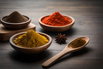 spices in wood plate generated by AI tool