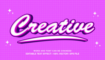 Creative editable text effect template, 3d cartoon retro style typeface, premium vector