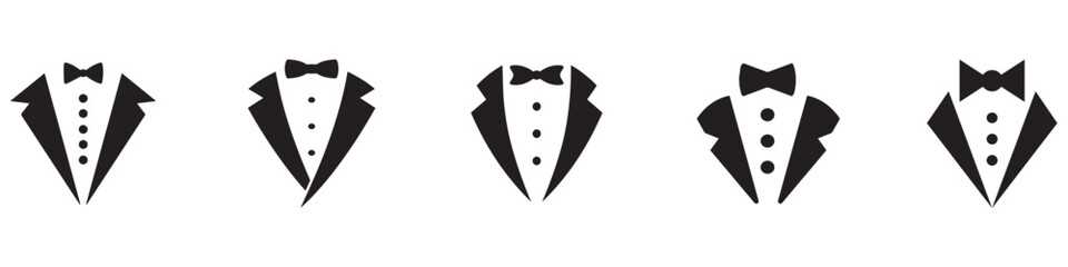 Gentleman graphic icon. Bow tie and tuxedo sign isolated on white background. Gala evening symbol. Vector illustration. Vector Graphic. EPS 10