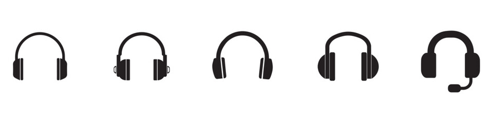 Fototapeta na wymiar Headphones icons set. Customer service. Customer support. Design element suitable for website, print design or app. Vector illustration. Vector Graphic. EPS 10