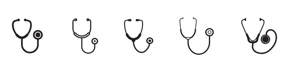 Stethoscope sign icon in flat style. Doctor medical vector illustration on white isolated background. Hospital business concept. Vector Illustration. Vector Graphic. EPS 10