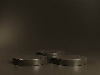 3D display podium brown background. Glamour minimal chocolate pedestal for beauty, cosmetic product presentation. Feminine copy space, dark, brown template, studio 3d render