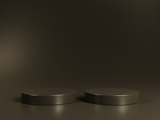 3D display podium brown background. Glamour minimal chocolate pedestal for beauty, cosmetic product presentation. Feminine copy space, dark, brown template, studio 3d render