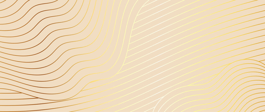 Luxury background vector. Golden curve line, gradient of golden lines on a light background. Design illustration for card, grand opening, party invitation, wedding, background.