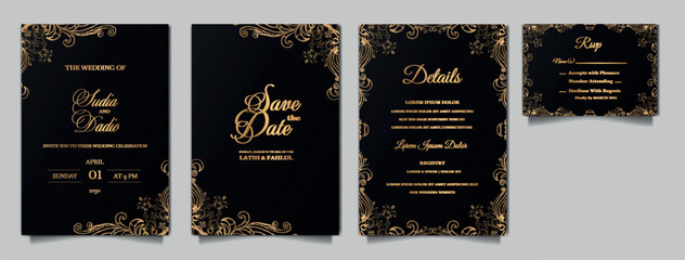 luxury wedding invitation cards set