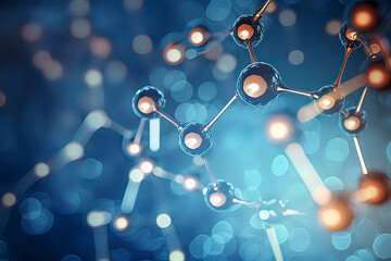 Illustration of molecular structure. AI technology generated image