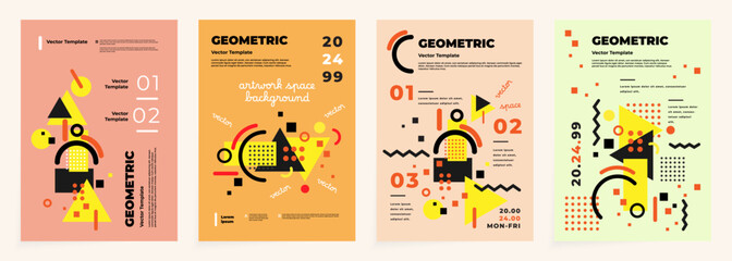 Geometric Banner. Set of Vector illustrations. Flat and clean style backgrounds