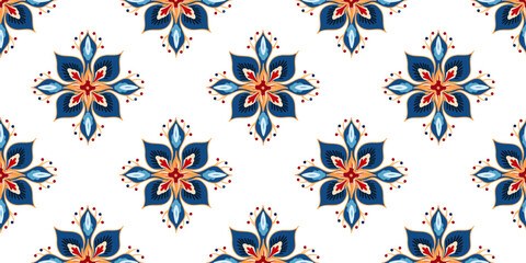 Portuguese and Spanish decor ceramic tiles, vector illustration. Seamless azulejo tiles. 