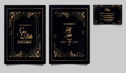 luxury elegant wedding invitation card design set