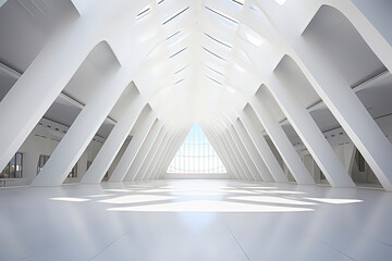 Obraz premium Minimalist style interior architectural structure of the art center. AI technology generated image