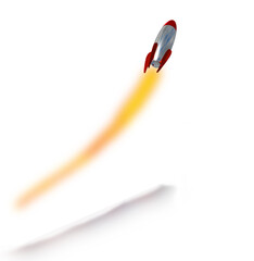 missile rocket isoalated, launch isolated in white backgound - 3d rendering