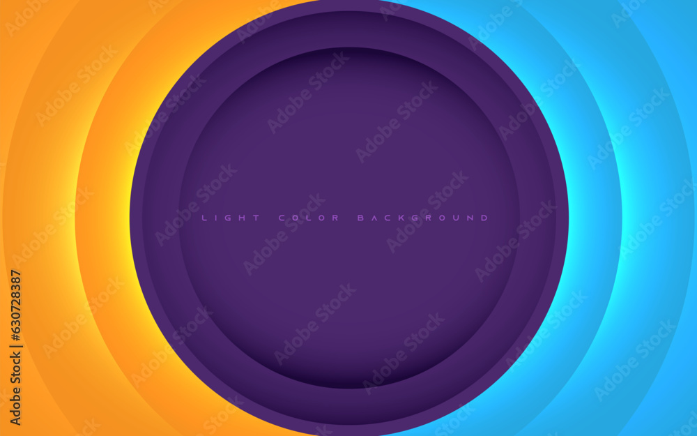 Poster circle shape overlapping layers background with orange and blue light decoration
