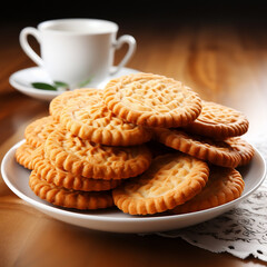 biscuit on plate with coffee
