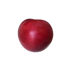 Sweet ripe purple plum cutout isolated object top view, fruit dessert clipping path, healthy vitamin diet concept