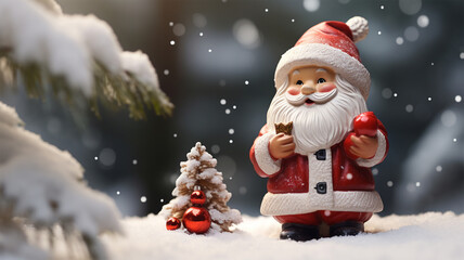 santa claus on the snow background. Christmas and New Year concept.