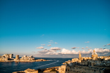 Panorama view of the harbor entrance between Sliema and Valletta