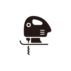 Electric jigsaw icon.Flat silhouette version.