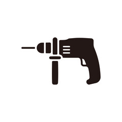 Electric hammer drill icon.Flat silhouette version.