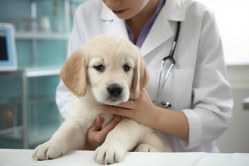 Veterinarian, an animal doctor checking at a vet clinic, .