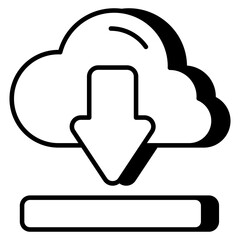 Conceptual linear design icon of cloud download