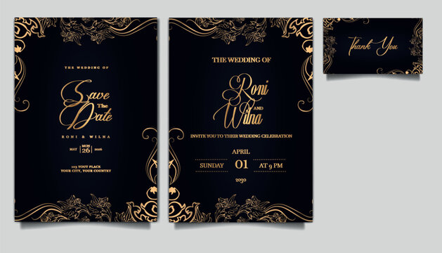 elegant wedding invitation cards set
