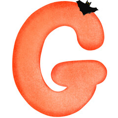 Orange letters halloween theme, watercolor hand drawn