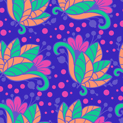 Seamless pattern  with flowers in doodle style. Vector illustration.