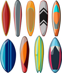 surfboard beach set cartoon. blue wood, retro longboard, summer abstract surfboard beach sign. isolated symbol vector illustration