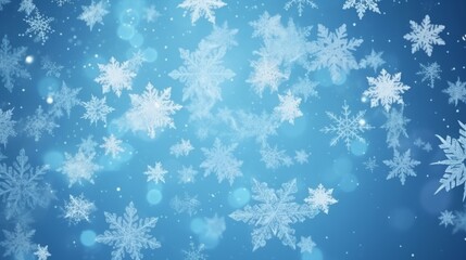 Fototapeta na wymiar Blue Christmas background with white snowflakes