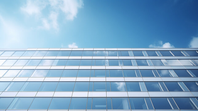 Minimalist office building on the sky background