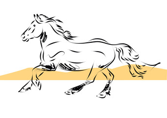 Horse vector illustration line art drawing