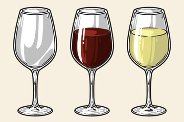 Glasses for wine label colorful