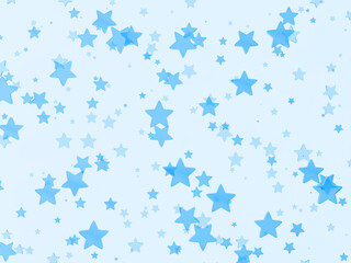 The blue space is sprinkled with blue  stars, large and small.