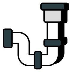 A glyph design icon of plastic pipe valve 