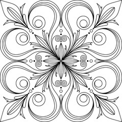 Vector seamless tiles background in portuguese style. Back and white mosaic background in dutch, portuguese, spanish, italian style