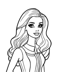 Beautiful doll, Fairy coloring page for kid, vector illustration