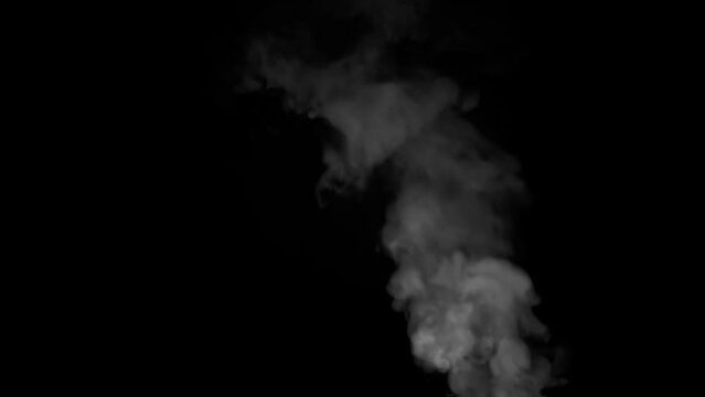 Steam of Different Intensity on Black Background Isolated