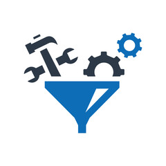 SEO Filter Flat Blue Icon Isolate On White Background Vector Illustration | Seo Icons