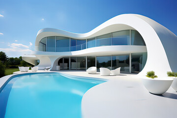 Minimalist Villa Design. AI technology generated image