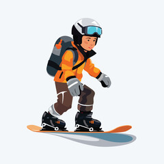 kid snowboarding vector flat minimalistic isolated illustration