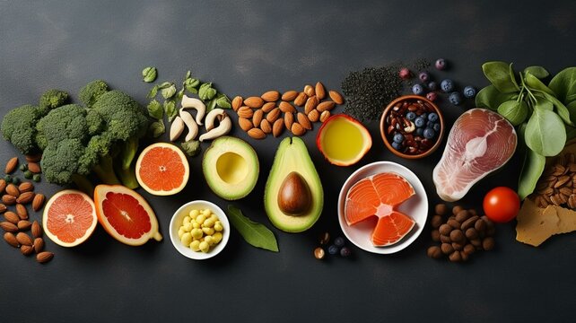 vegetables and fruits flat lay