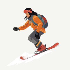 Fototapeta na wymiar woman snowboarding vector flat minimalistic isolated illustration