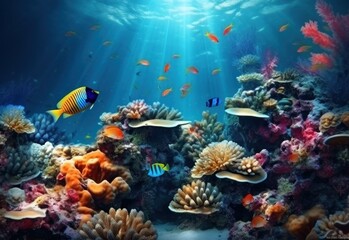 Naklejka na ściany i meble Natural coral reef vivid background
