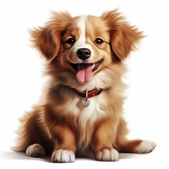 Fototapeta premium Funny and happy puppy dog isolated on white background, cute pet