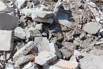 Concrete debris on construction site