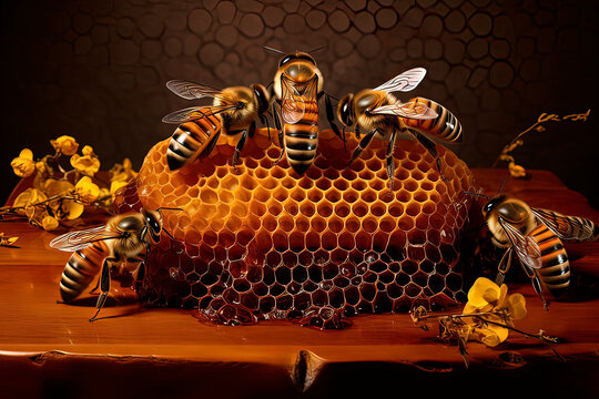Bees and Beeswax. AI technology generated image